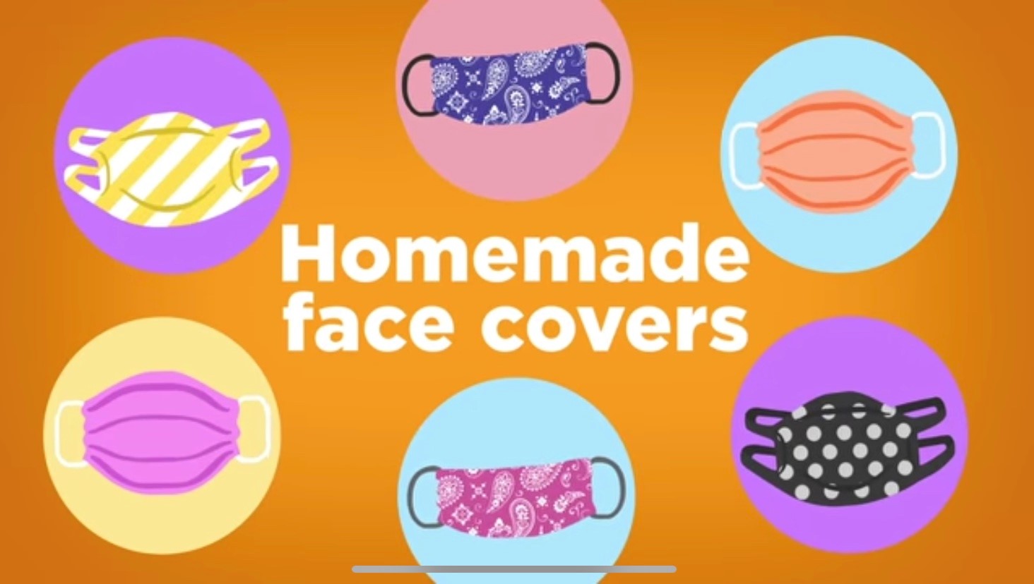 If you are going outside of your home because you're an essential worker or you're performing an essential task, wear a face mask. Homemade face masks can be made out of t-shirt or bandanas.